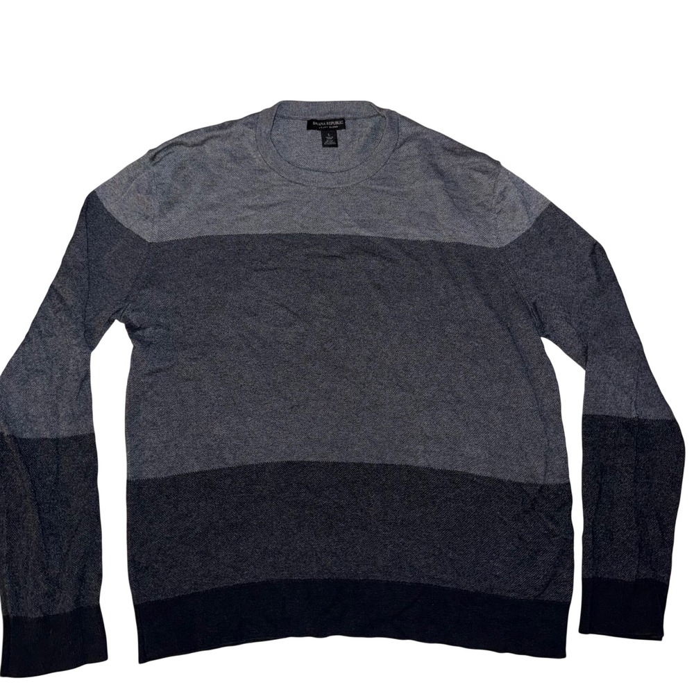 Gap Men Sweater Crewneck Long Sleeve Silk Cotton Cashmere Gray Black L